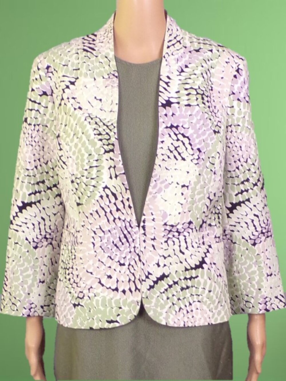 KASPER size 8 multicolor blazer geometric pattern polyester/elastane dry clean